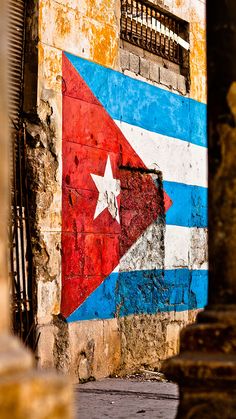 a flag painted on the side of a building