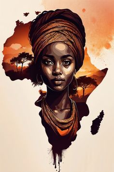 an african woman with a turban on her head and trees in the background