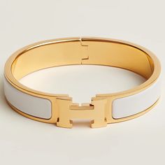 Narrow Bracelet In Enamel With Gold-Plated Hardware. Hermes Clic H Bracelet, H Bracelet, Hermes Jewelry, Womens Jewelry Bracelets, Limited Time, Plating, Women Jewelry, Bracelet, Gold