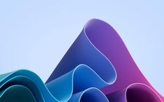 an abstract image of blue, purple and pink shapes against a light blue sky background