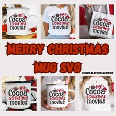 a collage of christmas mug svg designs