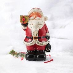 Winterberry® Santa with LED Cookie Jar, 20 Inch Pfaltzgraff Winterberry, Santa Cookie Jar, Antique Cookie Jars, Festive Cookies, Santa Cookies, Jolly Santa, Christmas Things, Large Wall Decor, Holly Berries