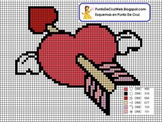 a cross stitch pattern with an image of a heart