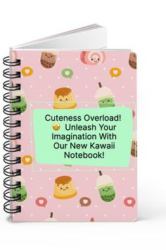 a pink notebook with donuts and doughnuts on it