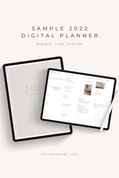 two ipads sitting next to each other with the text sample 2012 digital planner on them