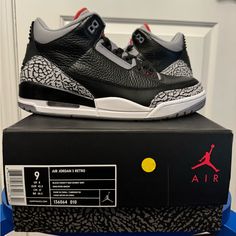 Brand New Comes With Og Box Jordan 3 Black, Jordan 3 Black Cement, Nike Jordan 1 Mid, Jordan 1 Mid White, Red Basketball Shoes, Retro Gym, Nike Acg Jacket, Shoes Jordan, Black Cement