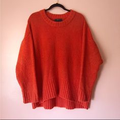 Never Worn Before Bought Online And Could Not Return Fits Me Oversized And I’m An Xxl Bright Orange Color Oversized Soft Knit Zara Sweater, Zara Oversized Soft Knit Sweater, Zara Oversized Knit Sweater, Oversized Cozy Zara Tops, Zara Oversized Casual Sweater, Zara Sweater, Oversized Sweater, Bright Orange, Color Orange