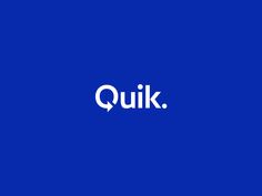 the logo for quik is shown on a dark blue background with white letters that spell out quik