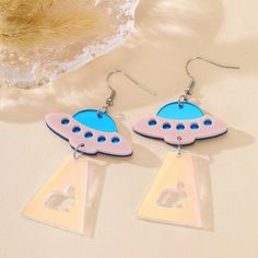 This Unique Pair Is A Wonderful Addition To Your Wardrobe And Your Style; Sure To Get Lots Of Compliments! Gsunq550200mb7c Lunar New Year Gift, Skull Fire, Boho Drop Earrings, Alien Spaceship, Funky Earrings, Moon Studs, Tassel Drop Earrings, Girl Decor, Heart Drop Earrings