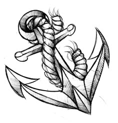 an anchor and rope tattoo design