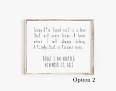 a framed print with the words today i've found rest in a love that will never leave