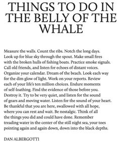 an advertisement with the words things to do in the belly of the whale