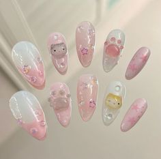 Lavanda Nails, Cute Gel Nails, Cat Nails