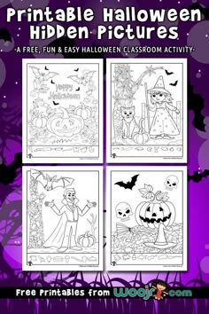 printable halloween coloring pages for kids with pumpkins and jack - o'- lanterns