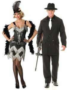 couples halloween costumes Estilo Charleston, Fancy Dress Ideas, Gangster Costumes, Funny Couple Costumes, Best Couples Costumes, Clever Halloween, Clever Halloween Costumes, Casino Outfit, Fancy Dress Costume