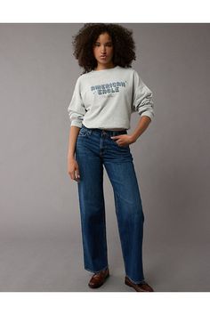 Mid-weight structured denim with just enough stretch for everyday comfort/Holds its shape & won't bag out. Ever./Medium wash Fall Denim Jeans For Everyday Use, Casual Jeans For Everyday Fall Use, Casual Fall Jeans For Everyday Use, Aerie Bras, Jumpsuit Skirt, Curvy Jeans, Graphic Tops, Swim Accessories, Night Outfits