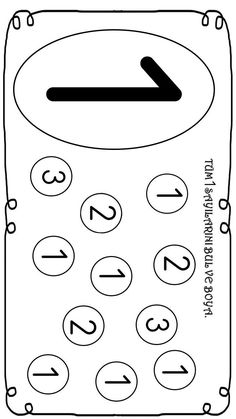 a drawing of a cell phone with numbers on the front and back side, as well as an arrow