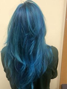 Electric Blue Hair Ombre, Blue Purple And Teal Hair, Blue Dimensional Hair, Cerulean Blue Hair, Mid Length Blue Hair, Ultramarine Blue Hair, Blue Multicolor Hair, Blue Hair Bright