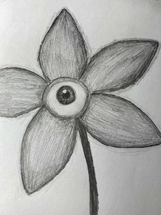 a drawing of a flower with an eye in it's center and the petals still attached