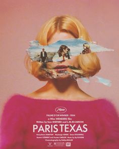 the movie poster for paris texas starring actors in pink sweaters and red hair, with torn