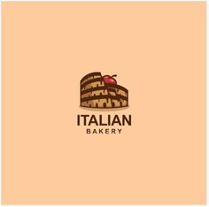 the italian bakery logo is made with an apple on top of a stack of bread