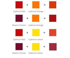 the color chart for different shades of red, orange and yellow