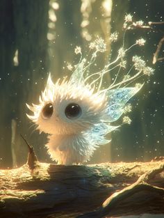 an adorable little creature with big eyes standing in the water