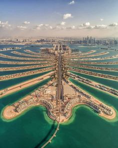 an aerial view of the palm island in dubai