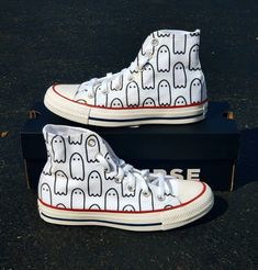 Ghoul Gang White High-Top Converse – BlvdCustom Custom Boots Paint, White Fun Custom Sneakers With Round Toe, Fun White Custom Sneakers With Round Toe, Fun White Custom Sneakers With Rubber Sole, Fun Custom White Sneakers With Rubber Sole, White Custom Sneakers With Rubber Sole, White Custom Sneakers With Artwork And Round Toe, Fun White Sneakers With Custom Artwork, Custom Sneakers With White Round Toe And Artwork