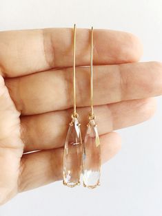 crystal threader earrings Crystal Teardrop Earrings, Long Earring, Earring Wire, Beautiful Stones, Long Dangle Earrings, Threader Earrings, Beautiful Gift Boxes, Pendant Earrings, Teardrop Earrings