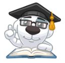 a cartoon dog wearing glasses and a graduation cap