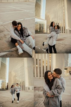 a couple cuddles in front of the lincoln memorial during their engagement photoshoot