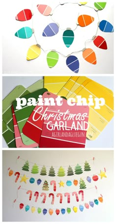 christmas garland made out of paper and painted with paint chip