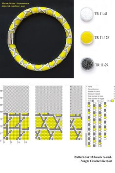 the instructions for how to make a beaded bracelet with yellow and white beads on it