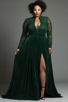 Plus Size Best Sellers Trendy Clothing | Xpluswear Plus Size Cocktail Attire, Gala Dresses Plus Size, Ciara Wedding, Plus Size Gala Dress, Gold Plus Size Dresses, Long Green Bridesmaid Dresses, Green Plus Size Dresses, Forest Green Bridesmaid Dresses, Plus Size Christmas Dresses