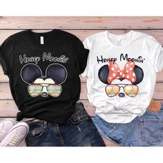 Disney Honeymoon Shirts, Couple Disney, Disney Honeymoon, Cute Couple Shirts, Disney Bride, Disney Couple, Honeymoon Shirts, Custom Aprons, Disney Couples