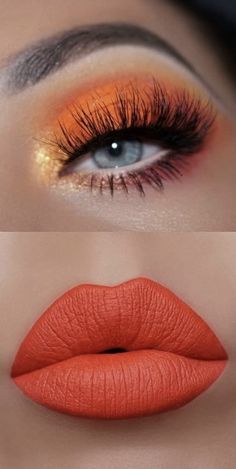 Orange And Gold Eye Makeup, Apple Makeup Look, Orange Wedding Makeup, Pumpkin Eye Makeup, Drawings Of Birds, Thanksgiving Makeup, Drawing Birds, Tiny Paintings, Makeup Skills