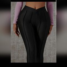 Seam Leggings Elegant Stretch Pants For Club, Black High-waisted Pants For Club, Fitted Black Pants For Club, Edgy High Stretch Black Pants, Elegant Stretch Bottoms For Club, High Waist Chic Bottoms For Club, High Waist Solid Color Club Pants, Solid High Waist Pants For Club, Chic High Waist Bottoms For Club