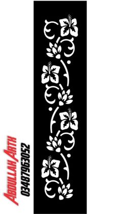 a black and white bookmark with flowers on it