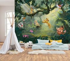 the jungle wallpaper mural in a child's bedroom