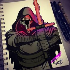 Kylo Ren Sketch Derek Laufman Colors Javier Martinez Laufman Art, Star Wars Art Painting, Derek Laufman, Naruto Painting, Scarlet Spider, Doodle Art Drawing, Pro Wrestler, Superhero Design