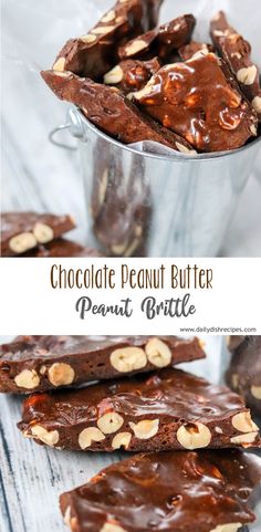 chocolate peanut butter pretzel brittle in a tin