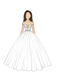 a drawing of a woman in a wedding dress