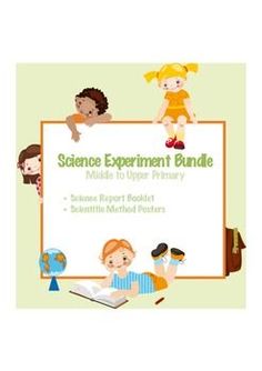 the science experiment bundle includes an open book, and children's drawings on it