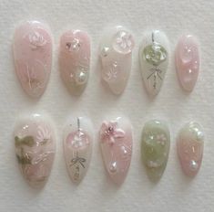 #nailsofinstagram #nails #naildesign #cute #shoujo Easy Nails, Nail Art Set, Really Cute Nails, Nail Forms, Kawaii Nails, Flower Nail Art, Dream Nails, Floral Nails