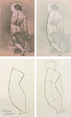 three different drawings of the same man