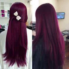 Red Plum Hair, Violet Red Hair, Grape Hair, Magenta Hair, Red Hair Inspo, Wine Hair