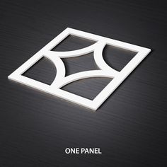 the logo for one panel is shown on a black surface with white lines and curves