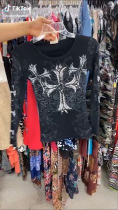 Shirts Grunge Y2k, Dramatic Haircuts For Women, Y2k Grunge Tops, Y2k Grunge Shirts, Goth Y2k Outfits, 2000s Shirts, Goth Mcbling, Y2k Items, Dark Y2k