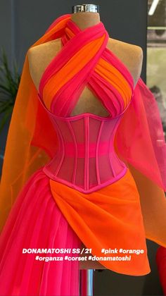 Orange Evening Dresses, High Low Party Dresses, Long Prom Gowns, Orange And Pink, Gala Dresses, Glam Dresses, Stage Outfits, Fancy Dresses, Stunning Dresses